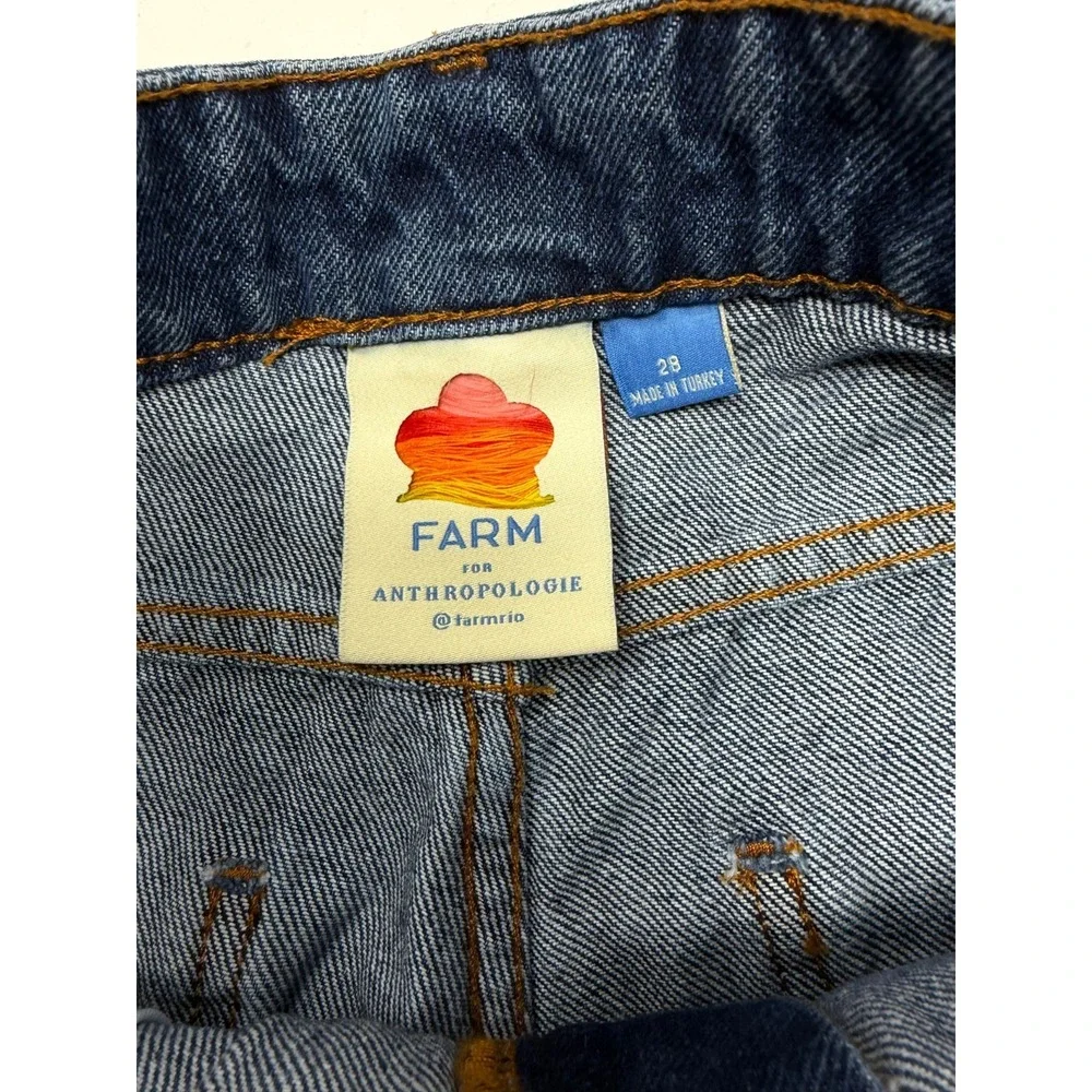 Farm Rio Anthropologie Ultra High Rise Crochet Denim Shorts Patchwork Size 28‎
